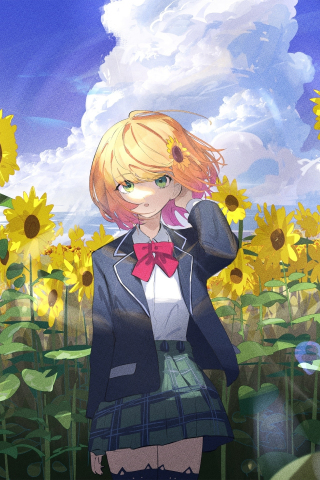 Virtual Youtuber, Honma Himawari, flower farm, anime game, 240x320 wallpaper