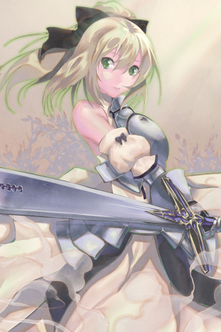Saber lily, sword, artwork, 240x320 wallpaper