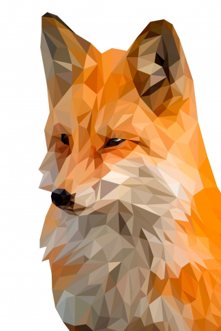 Fox, muzzle, digital art, low poly, 320x480 wallpaper