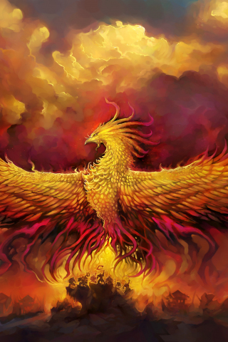 Phoenix, fantasy, wings, bird, 240x320 wallpaper