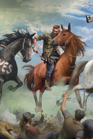 Horse ride, Far cry 5, video game, 240x320 wallpaper