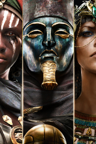 Assassin's creed: origins, collage, game, 240x320 wallpaper