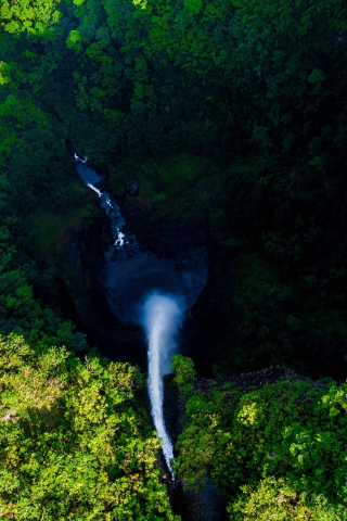 Waterfall, aerial view, green, nature, 240x320 wallpaper