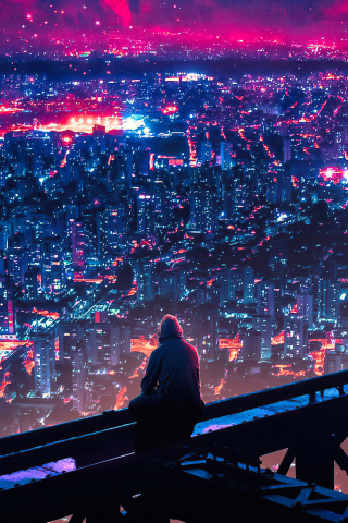Out there tonight, cityscape, night, 240x320 wallpaper