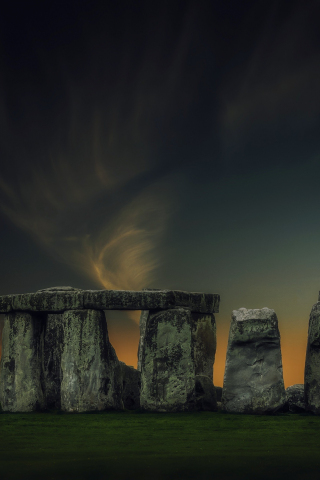 Stonehenge, landscape, night, monument, big stones, 240x320 wallpaper