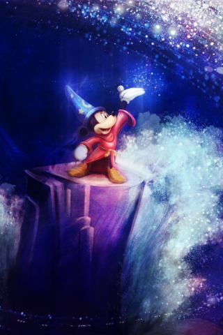 Sorcerer's Apprentice, Micky Mouse, cartoon, art, 240x320 wallpaper
