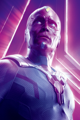 Paul Bettany, Vision, superhero, Avengers: Infinity war, 2018 movie, 240x320 wallpaper