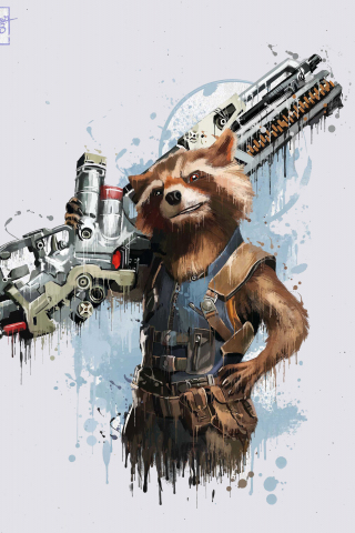 Rocket Raccoon, Avengers: infinity war, minimal, art, 2018, 240x320 wallpaper