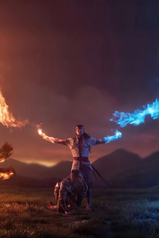 Liu Kang a fire god, Mortal Kombat 1, 2023 game, 240x320 wallpaper