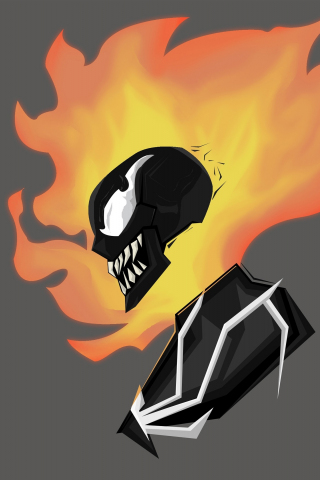 Minimal, Venom, Ghost Rider into the venomverse, marvel, 240x320 wallpaper