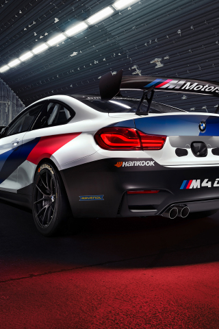 BMW M4 GT4, rear, 2020, 240x320 wallpaper