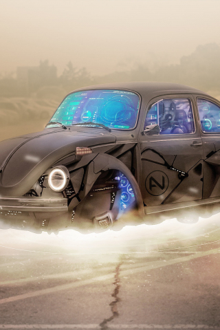 Tyre less, Volkswagen Beetle, futurist & modern car, 240x320 wallpaper