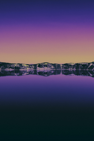 Lake, mountains, reflections, horizon, sunset, nature, 240x320 wallpaper