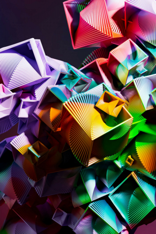 Macbook Pro M2, abstract, colorful cubes, stock, 240x320 wallpaper