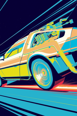 Back to the Future, car, Mazda RX-7, art, 240x320 wallpaper