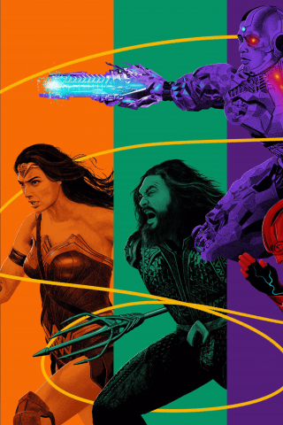 Justice league, batman, wonder woman, aquaman, cyborg, the flash, 240x320 wallpaper