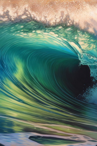 Sea waves, big tide for surfer, AI art, 240x320 wallpaper