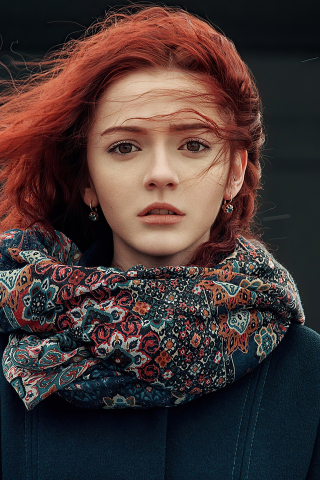 Download wallpaper 240x320 beautiful girl, portrait, redhead, old mobile, cell  phone, smartphone, 240x320 hd image background, 27136