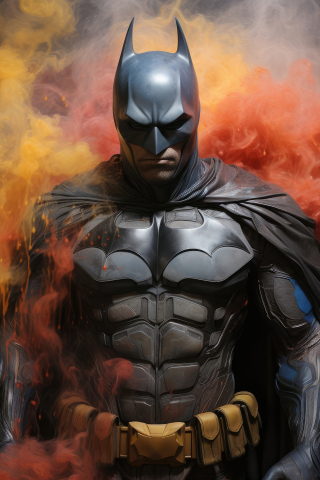 Batman, colourful smoke, bold hero, 240x320 wallpaper