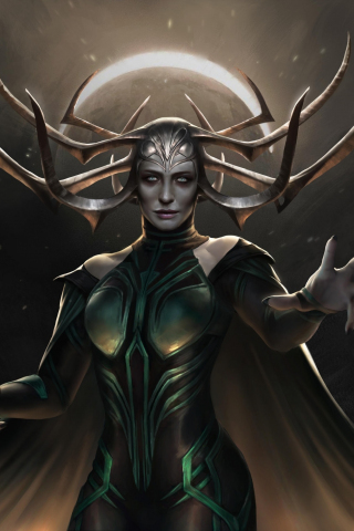 Hela, the villain, artwork, Thor: Ragnarok, 240x320 wallpaper