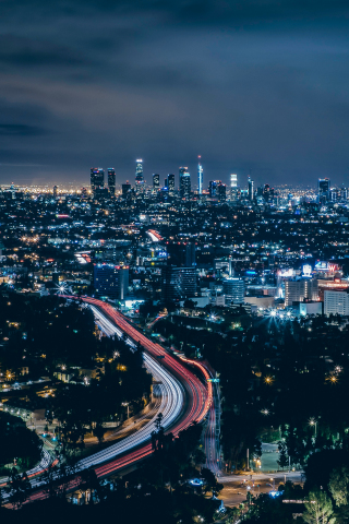 Los Angeles, city, skyscrapers, night, 240x320 wallpaper