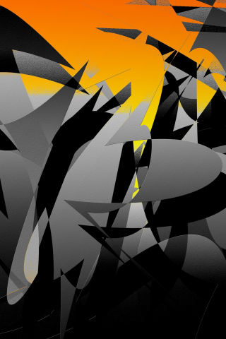 Black shapes, pattern, dark, abstract, 240x320 wallpaper