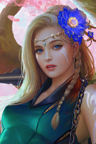 Fantasy girl, warrior, beauty with sword, 240x320 wallpaper