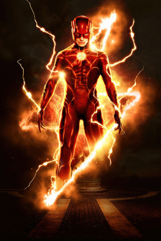 The Flash's lightning speed, movie poster, 240x320 wallpaper