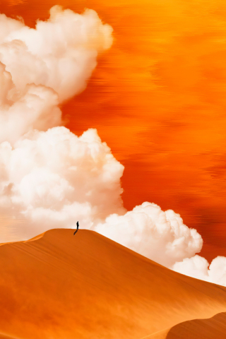 Coming out of sand storm, dunes, white clouds, desert, art, 240x320 wallpaper