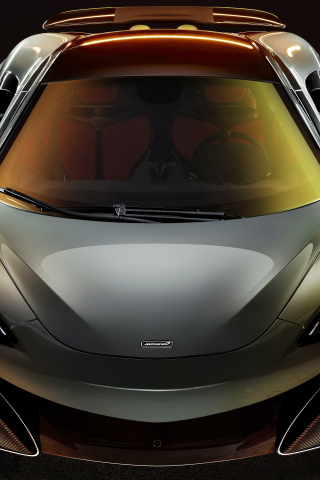 Sports car, McLaren 600LT, front and top view, 240x320 wallpaper