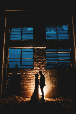 Couple, night, love, dark, silhouette, 240x320 wallpaper