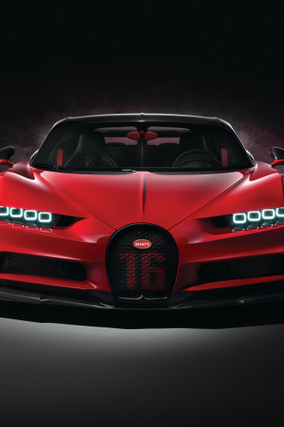 Red car, Bugatti Chiron Sport, luxury, 2018, 240x320 wallpaper