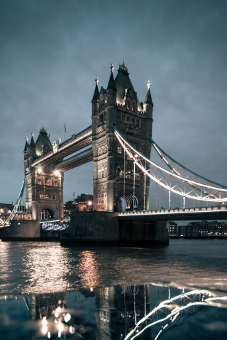 London, Tower Bridge, night, city, 240x320 wallpaper