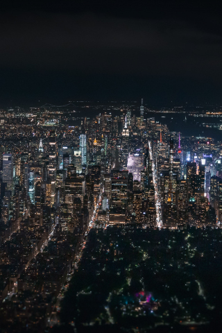 Dark, city in night, aerial view, cityscape, 240x320 wallpaper