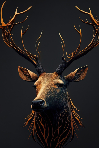 Minimal art, deer, 2022, 240x320 wallpaper