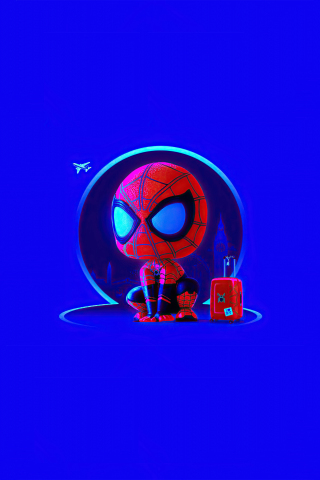 Spider-man with suitcase, fan art, 2020, 240x320 wallpaper