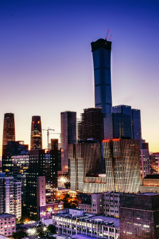 Buildings of Beijing, cityscape, sunset, dawn, 240x320 wallpaper