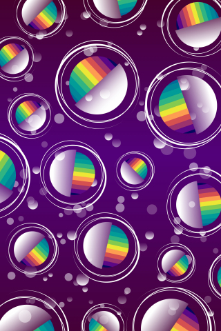 Balls, circles, Rainbow, digital art, 240x320 wallpaper