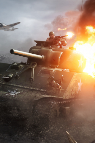 Battlefield V, tank fight, video game, 2019, 240x320 wallpaper