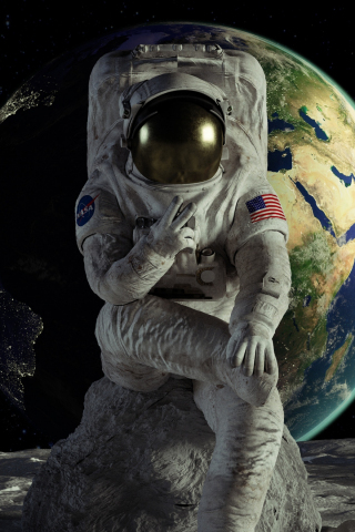 Planet, earth, astronaut, artwork, 240x320 wallpaper