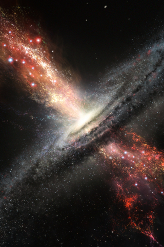 Supermassive black hole, explosion, space, astronomy, 240x320 wallpaper