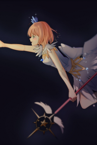 Beautiful, anime girl, flight, Sakura Kinomoto, 240x320 wallpaper