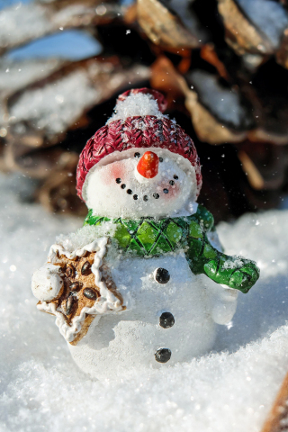 Winter, snowman, funny, holiday, Christmas, 240x320 wallpaper