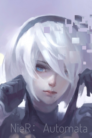 Nier: automata, white hair, b2, artwork, 240x320 wallpaper