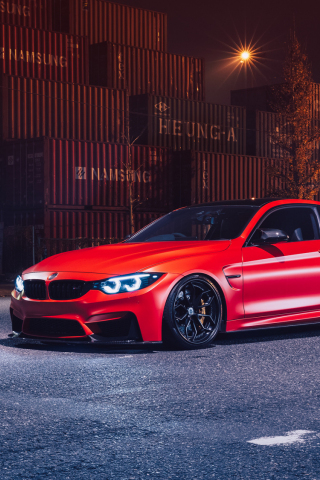 Red, luxury car, BMW M3, 240x320 wallpaper