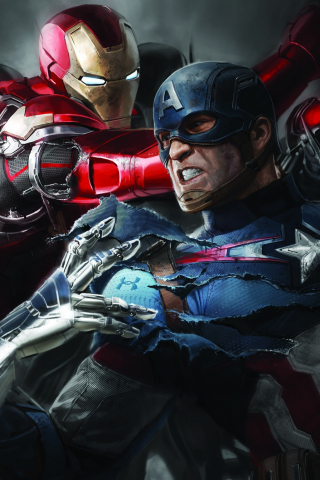 Iron man and captain america, movie, robots, artwork, 240x320 wallpaper