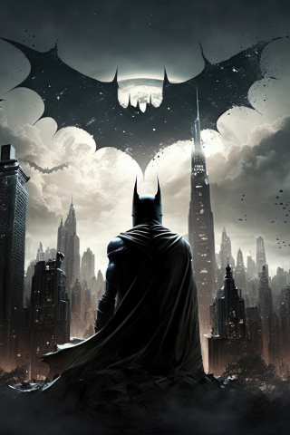 Batman Gotham, game, dark night, buildings, 2023, 240x320 wallpaper