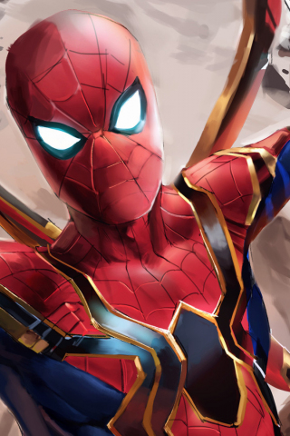 Iron suit, spider-man, Avengers: infinity war, 240x320 wallpaper