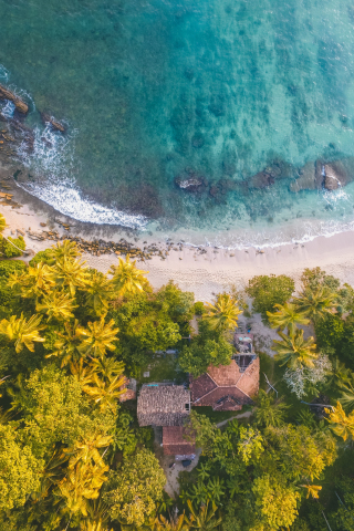 Aerial view, beach, coast, villa, 240x320 wallpaper