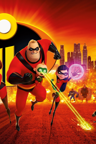 2018, Animation movie, Superheroes family, The Incredibles 2, poster, 240x320 wallpaper
